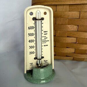 Vintage 1930 Taylor Enamel Oven Thermometer - Model 8179770 Green Crackle Glaze